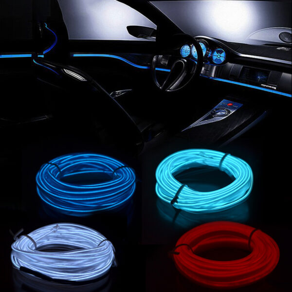 3m 5m Car LED Strips Decoration Strip 12V Flexible Neon EL Wire Rope Indoor Universal Interior