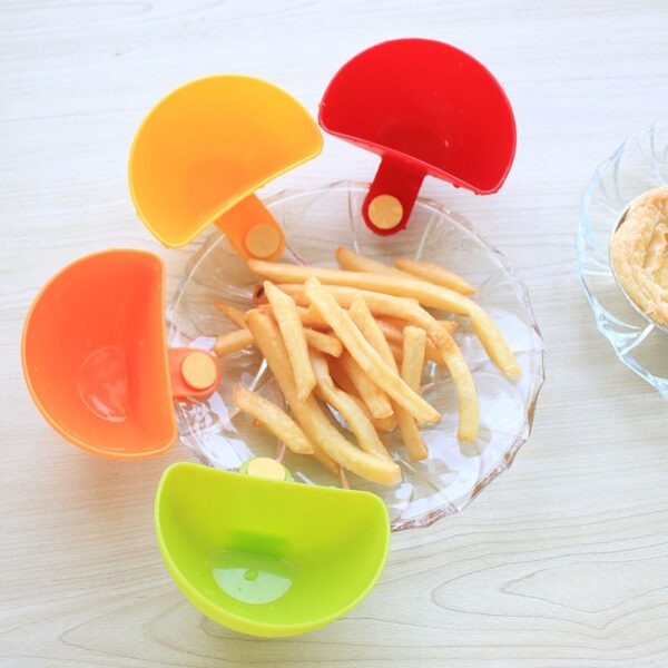 4 Pcs set Multi purpose Bright Color Mini Dip Clips Plastic Salad Dressings Container Serving Tray 2