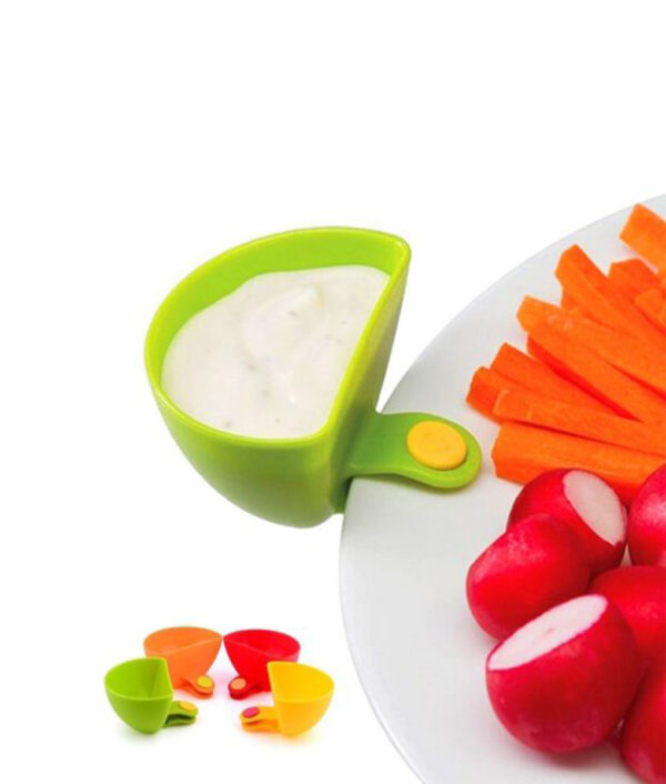 4 Pcs set Multi purpose Bright Color Mini Dip Clips Plastic Salad Dressings Container Serving Tray 510x510 1