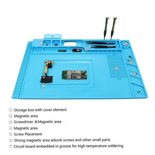 45x30cm Heat Insulation Silicone Pad Desk Mat Maintenance Platform for BGA Soldering Iron Repair Station with 1