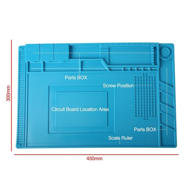 45x30cm Heat Insulation Silicone Pad Desk Mat Maintenance Platform for BGA Soldering Iron Repair Station with 2