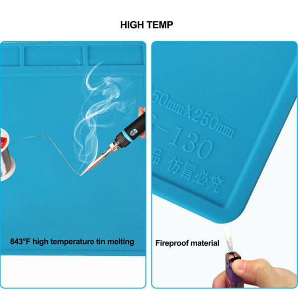 45x30cm Heat Insulation Silicone Pad Desk Mat Maintenance Platform for BGA Soldering Iron Repair Station with 4