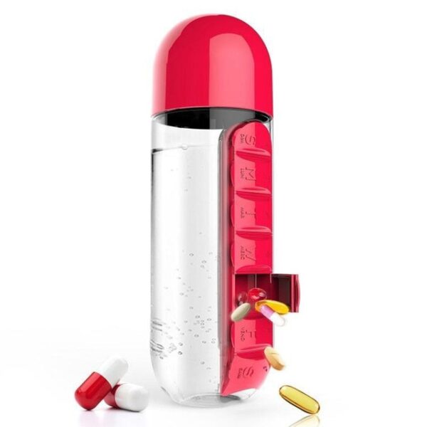 600ml Sports Plastic Water Bottle Combine Daily Pill Boxes Organizer Drinking Bottles Leak Proof Bottle Tumbler 1.jpg 640x640 1