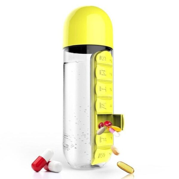 600ml Sports Plastic Water Bottle Combine Daily Pill Boxes Organizer Drinking Bottles Leak Proof Bottle Tumbler 2.jpg 640x640 2