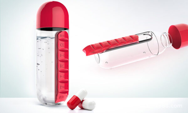 600ml Sports Plastic Water Bottle Maghiusa sa Adlaw-adlaw nga Pill Boxes Organizer Mga Botelya sa Pag-inom Leak Proof Bottle Tumbler 3