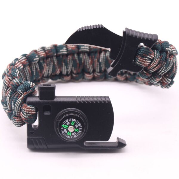 Punottu rannekoru Miehet Monitoiminen Paracord Survival -rannekoru ulkona Camping Rescue -nauharannekkeet naisille 1