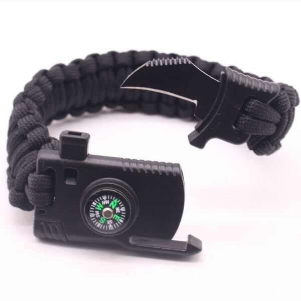 Pulsera trenzada para hombre, pulsera de supervivencia de Paracord multifunción, pulseras de corda de emerxencia de rescate para acampar ao aire libre para mulleres 2