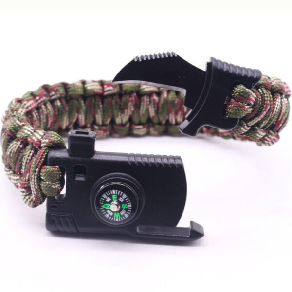 Pulsera trenzada para hombre, pulsera de supervivencia de Paracord multifunción, pulseras de corda de emerxencia de rescate para acampar ao aire libre para mulleres 3