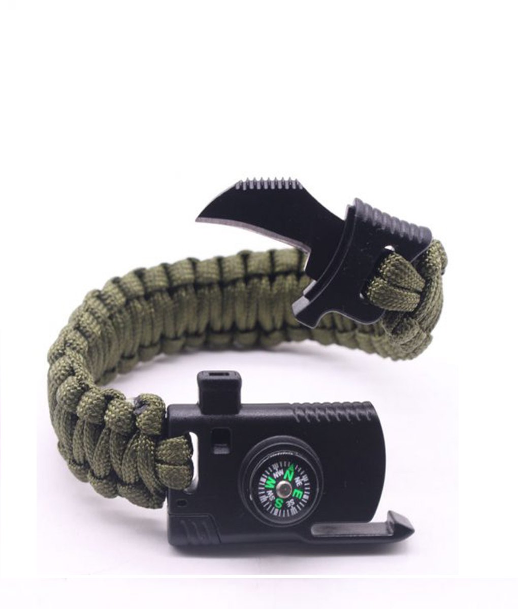 Men Outdoor Multi Tool Survival Buckle Rope Paracord Hiking Camping Bracelets 