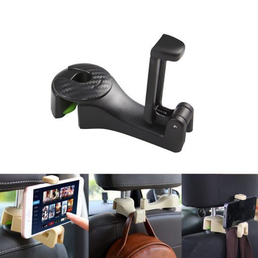 Car Headrest Hook with Phone Holder Seat Back Hanger Portable Multifunction Clips Organizer for Bag Handbag 510x510 1