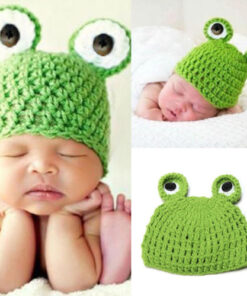 Kostim Novorođena beba Dječji fotografski rekvizit Dječaci Djevojčice pletu žablji heklani šešir 1