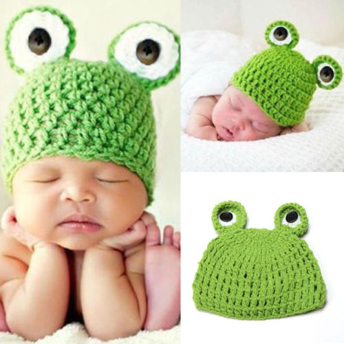 Kostim Novorođena beba Dječji fotografski rekvizit Dječaci Djevojčice pletu žablji heklani šešir 1