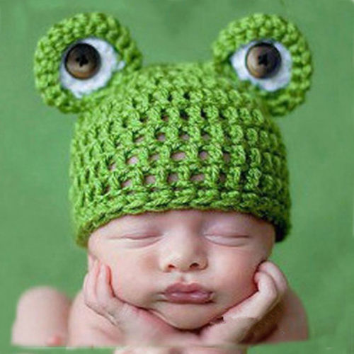 Kostim Novorođena beba Dječji fotografski rekvizit Dječaci Djevojčice pletu žablji heklani šešir 2