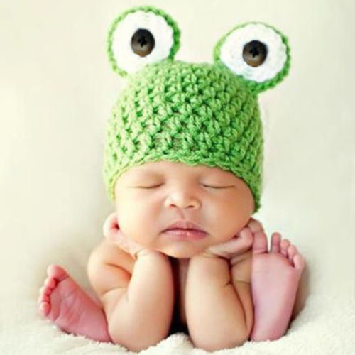 Kostim Novorođena beba Dječji fotografski rekvizit Dječaci Djevojčice pletu žablji heklani šešir 4