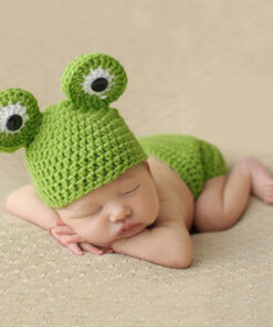 Kostim Novorođena beba Dječji fotografski rekvizit Dječaci Djevojčice pletu žablji heklani šešir 5