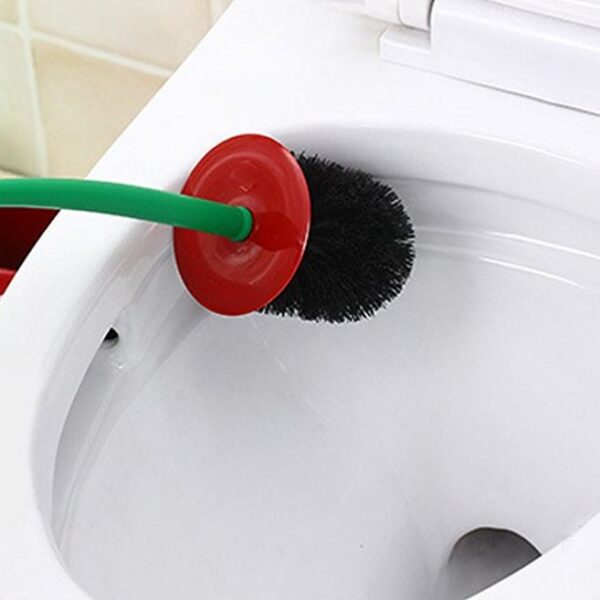 Creative Lovely Cherry Shape Lavatory Brush Toilet Brush Holder Set Red 2