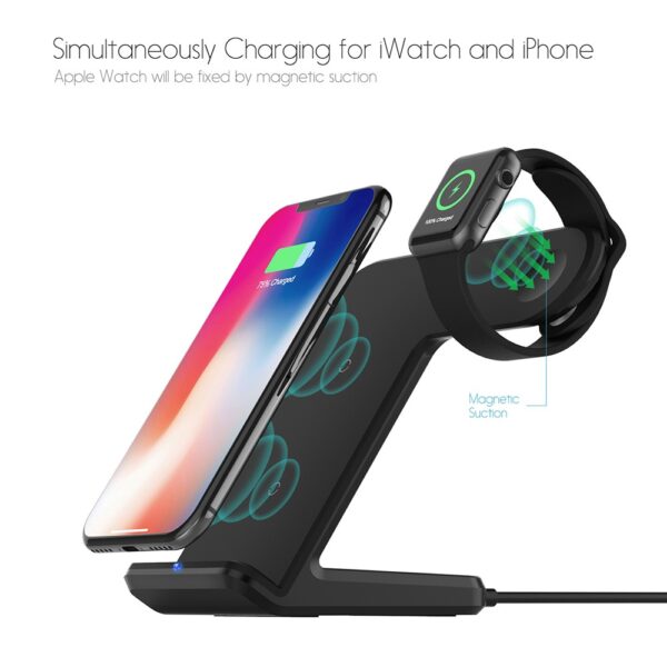 DCAE 2 i 1 laddningsstation Dock Station Bracket Cradle Stand Holder Trådlös laddare för iPhone XS 2