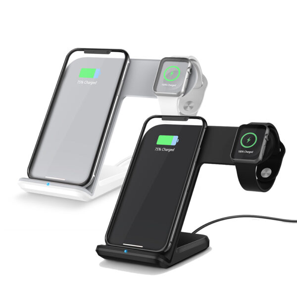 DCAE 2 in 1 Pengisian Dock Station Bracket Cradle Stand Holder Pengisi Daya Nirkabel untuk iPhone XS