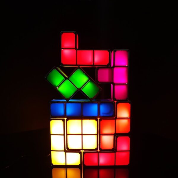 DIY Tetris Puzzle Light Stackable LED Stolna svjetiljka Konstruktivni blok Noćno svjetlo Retro Game Tower Baby 1