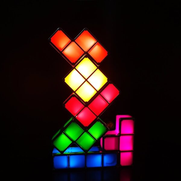 DIY Tetris Puzzle Light Stackable LED Desk Lamp Constructible Block Night Light Retro Game Tower Baby 2