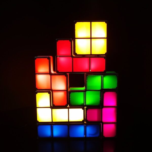 DIY Tetris Puzzle Light Stackable LED Desk Lamp Constructible Block Night Light Retro Game Tower Baby 3