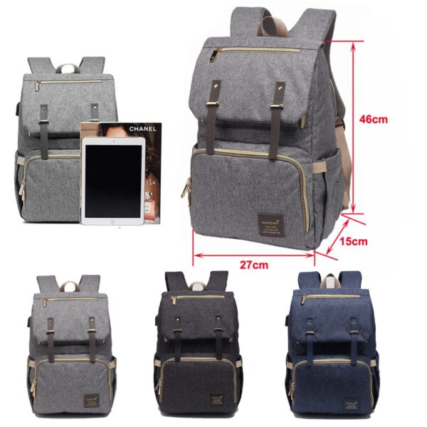 Diaper Bag USB Baby Nappy Bag Mummy Daddy Backpack Large Capacity Waterproof Casual Laptop Bag Rechargeable 10