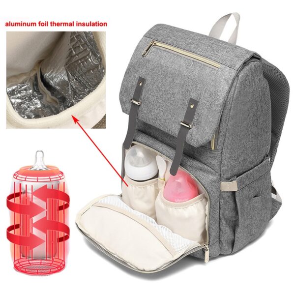 Diaper Bag USB Baby Nappy Bag Mummy Daddy Backpack Dako nga Kapasidad nga Dili Matubigan nga Kaswal nga Laptop Bag Rechargeable 8