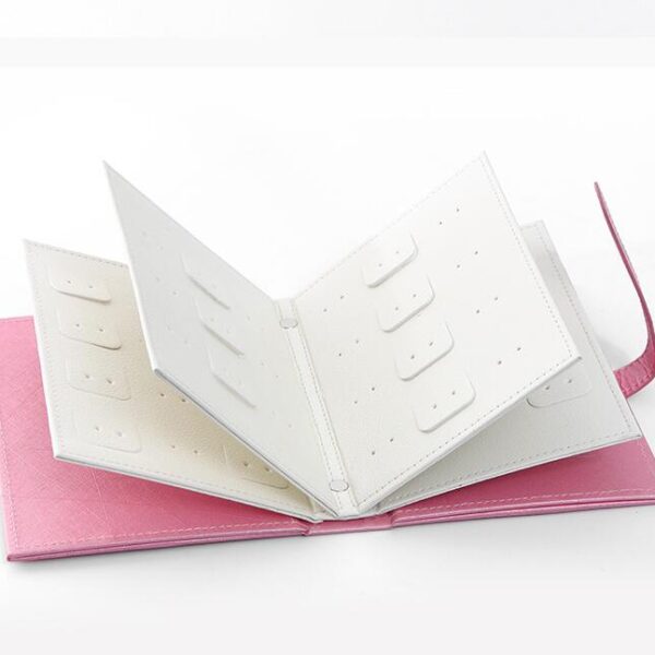 Hot Sale Women Stud Earrings Collection Book PU Leather Earring Storage Box Creative Jewelry Display Holder 1