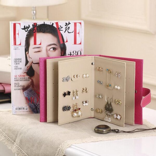 Hot Sale Women Stud Earrings Collection Book PU Leather Earring Storage Box Creative Jewelry Display Holder 5