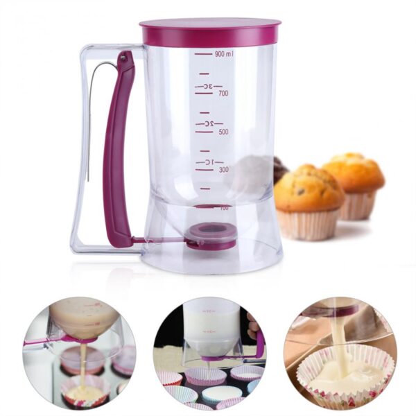 Manual Cupcake Pancake Cookie Cake Waffles Pastry Batter Dispenser Speratator Measuring Cup Baking Tools 900ml