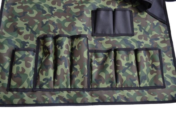 Multi Pockets Camouflage Aprons Custumized Oxford Wear resistant Polyester Aprons Sa Panlabas nga Imnon Pagkaon Kamping BBQ Tool 4