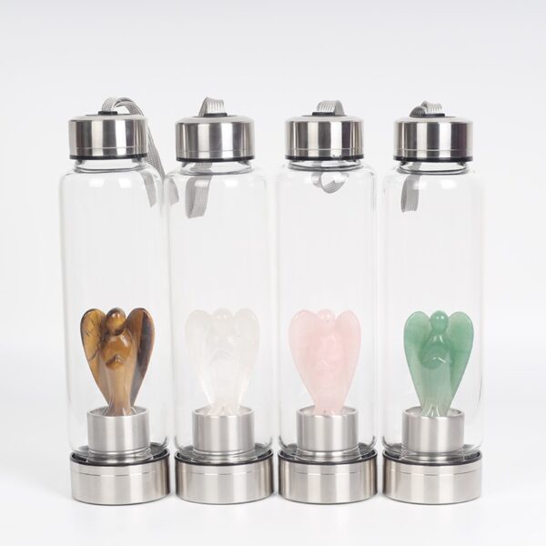 New Product All Kinds Of Natural Quartz Gemstone Crystal Glass Elixir Water Bottle Point With Crystal 3