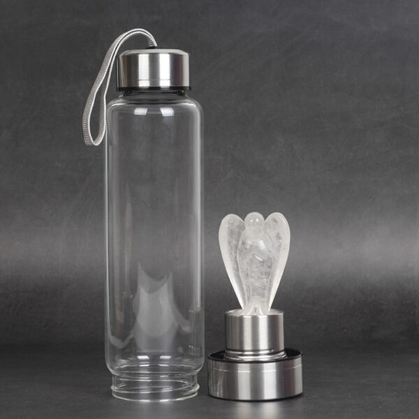 Sehlahisoa se Secha Mefuta Eohle ea Lejoe la Tlhaho la Quartz Crystal Glass Elixir Water Bottle Point With Crystal 6.jpg 640x640 6