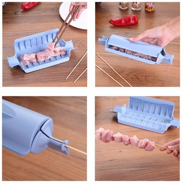 PFDIYF New Creative Kebab Maker Quick Easy Barbecue Meat Brochettes Skewer Machine BBQ Grill Utensil Accessories 5