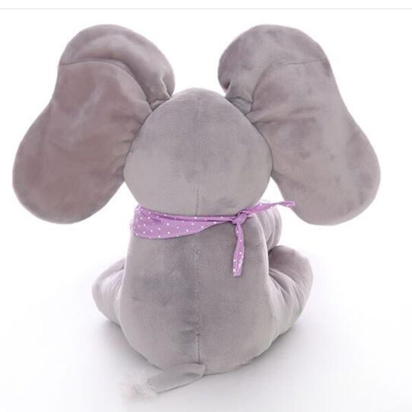 Peek a boo Plush Elephant Peekaboo Elephant Electric Blinking with Concert Singing Gray Plus Red English 5