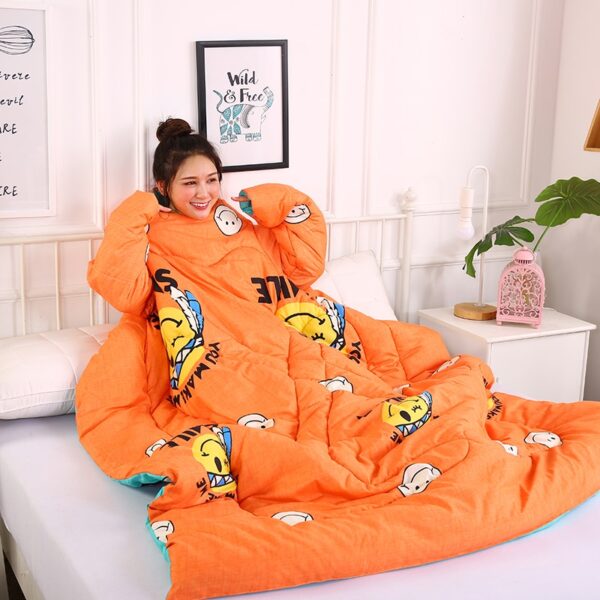 Personality Cartoon Creative Lazy Washed Cotton Quilt Winter Thick Silk Wadding Comforter Bedding Quilt blanket for 1