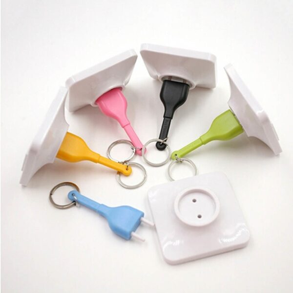 Random Color Cute Home Wall Decroation Design Unplug Keyring Eu Plug Socket Keychain Key Ring Holder 9