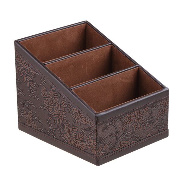 Retro PU Leather Storage Box Remote Control Phone Holder Cosmetic Organizer for Home Office Storage Case 5