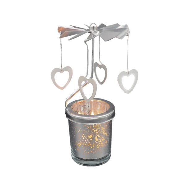 Romantic Rotary Spinning Tealight Candle Metal Tea Light Holder Carousel Home Decoration 3