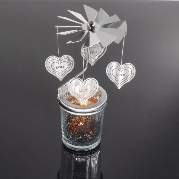 Romantic Rotary Spinning Tealight Candle Metal Tea Light Holder Carousel Home Decoration 5