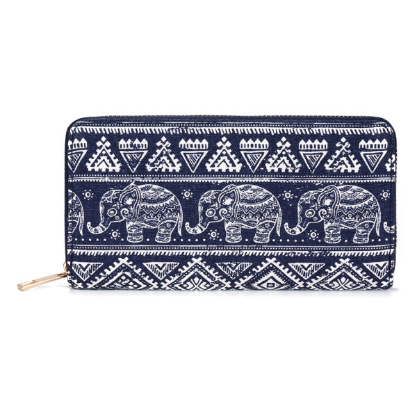 SANSARYA Boho Elephant Wallets Women Hippie Long Zip Ladies Canvas Female Clutch Wallet Vintage Card Holder 4