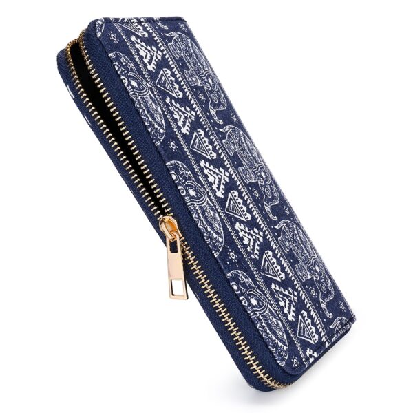 SANSARYA Boho Elephant Wallets Women Hippie Long Zip Ladies Canvas Female Clutch Wallet Vintage Card Holder 5