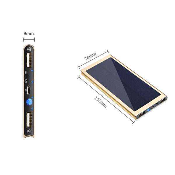 Solar 20000mah Power Bank Portable Ultra thin Polymer Powerbank battery power bank With LED Light for 4