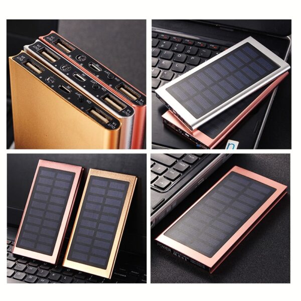 Solar 20000mah Power Bank Portable Ultra thin Polymer Powerbank battery power bank With LED Light para sa 5