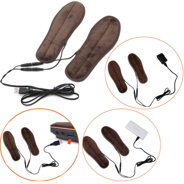 THINKTHENDO New USB Electric Powered Plush Fur Heating Insoles Winter Keep Warm Foot Shoes Insole 1