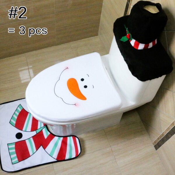 Toilet Foot Pad Seat Cover Cap Mga Dekorasyon sa Pasko Malipayon Santa Toilet Seat Cover ug Rug Banyo 1.jpg 640x640 1