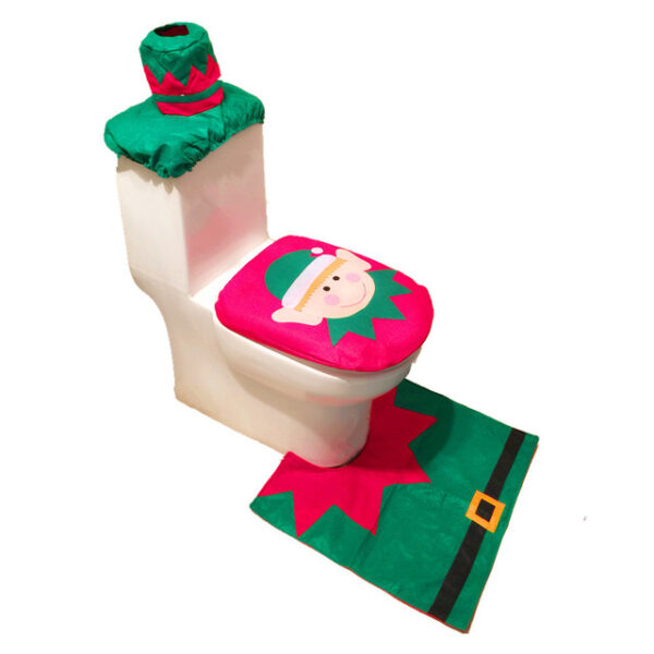 Toilet Foot Pad Seat Cover Cap Christmas Mga dekorasyon Malipayon nga Santa Toilet Seat Cover ug Rug Bathroom 4..jpg 640x640 4