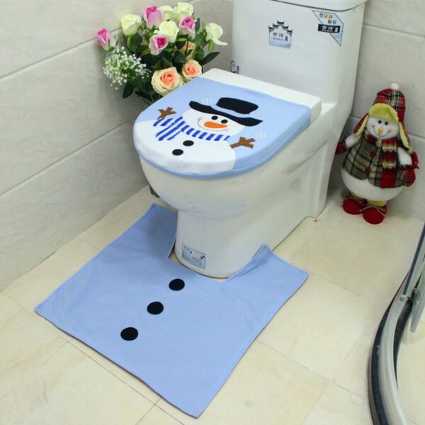 Toilet Foot Pad Seat Cover Cap Mga Dekorasyon sa Pasko Malipayon Santa Toilet Seat Cover ug Rug Banyo 5.jpg 640x640 5