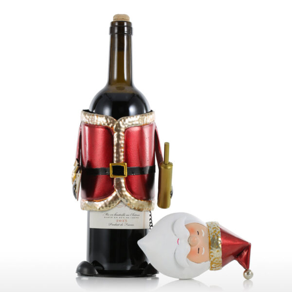 Tooarts Christmas Santa Claus Wine Rack Metal Craft Christmas Decoration for Home Xmas Gift New Year 3