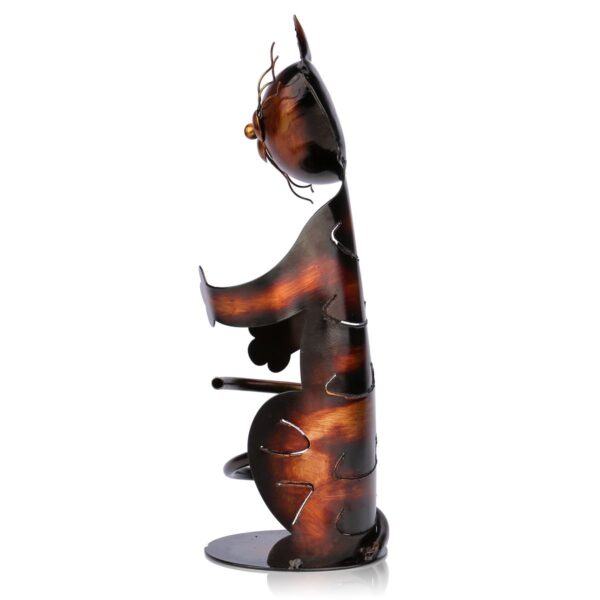 Tooarts Željezna skulptura Držač vina u obliku mačke Polica za vino Metalna skulptura Praktična skulptura Početna Uređenje interijera 4
